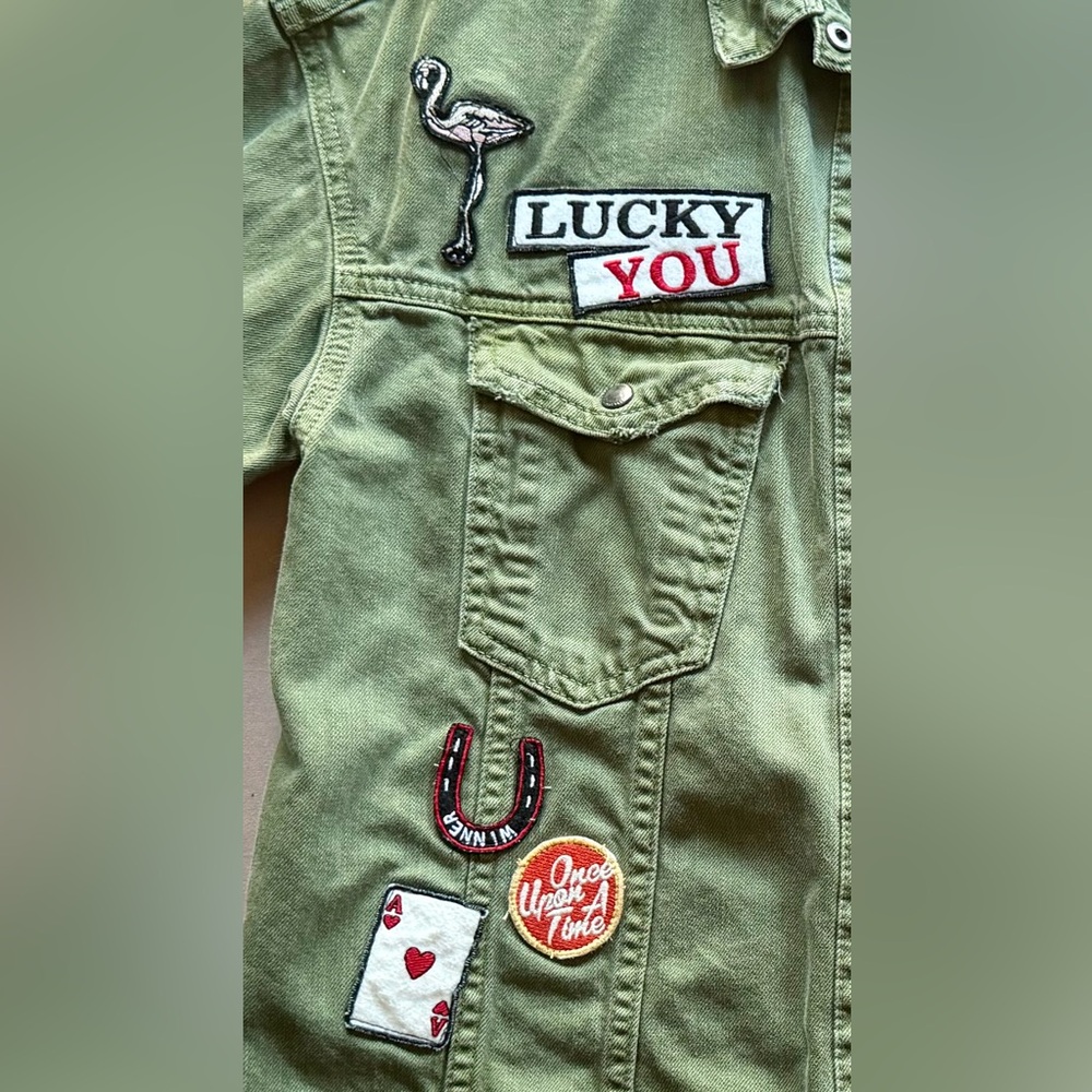 Zara Olive Jacket with Starry Cloud Patch - image 3